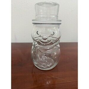 Vintage Libbey Of Canada Glass Snowman Candy Jar Canister 8” Christmas Winter
